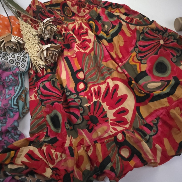 Speed Control Floral Red and Green Women's Pocketed Strapless Dress Sz 2x - Picture 2 of 10